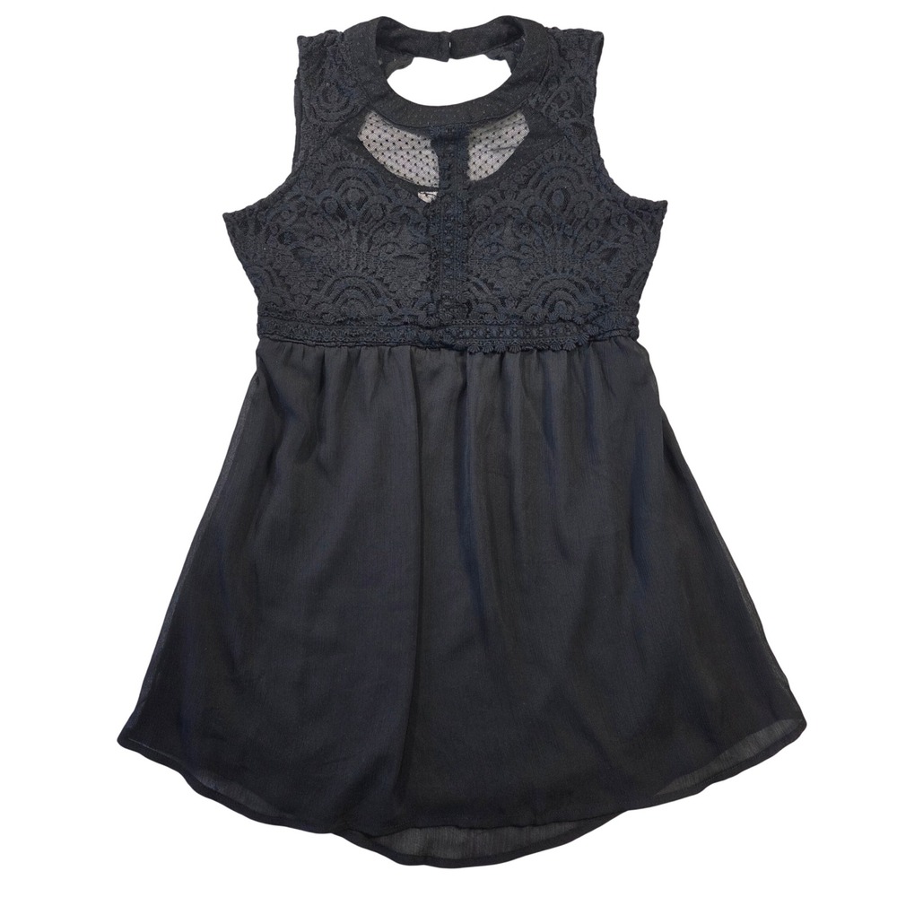 Maurices Black Lace Mesh‎ Polka Dot Sleeveless Babydoll Blouse XS Boho Goth Top